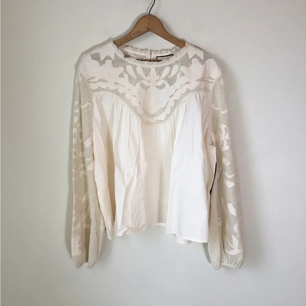 Tuckernuck ivory Patchwork embroidered Cressida Blouse…NEW - Picture 2 of 7